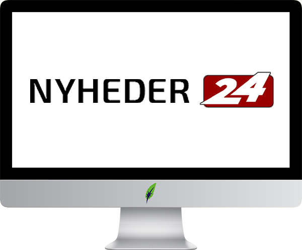 Computerscherm met logo Deenstalig online newsportal - Nyheder24.dk - in kleur op transparante achtergrond - 600 * 496 pixels